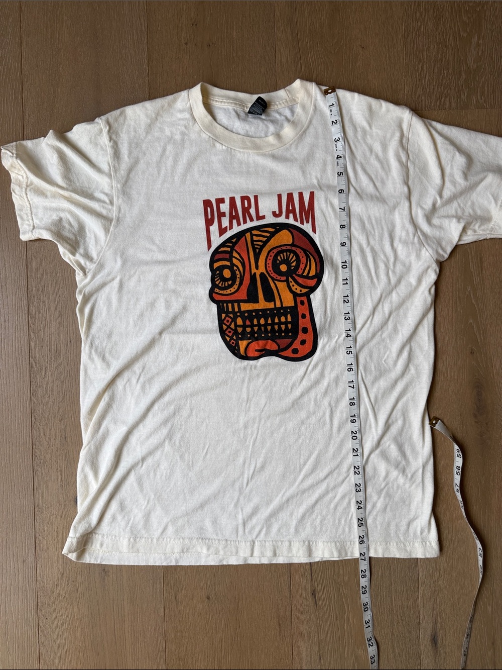 Pearl Jam Cream Short-Sleeve Tee with Red and Orange Skull Graphic - Picture 7 of 7